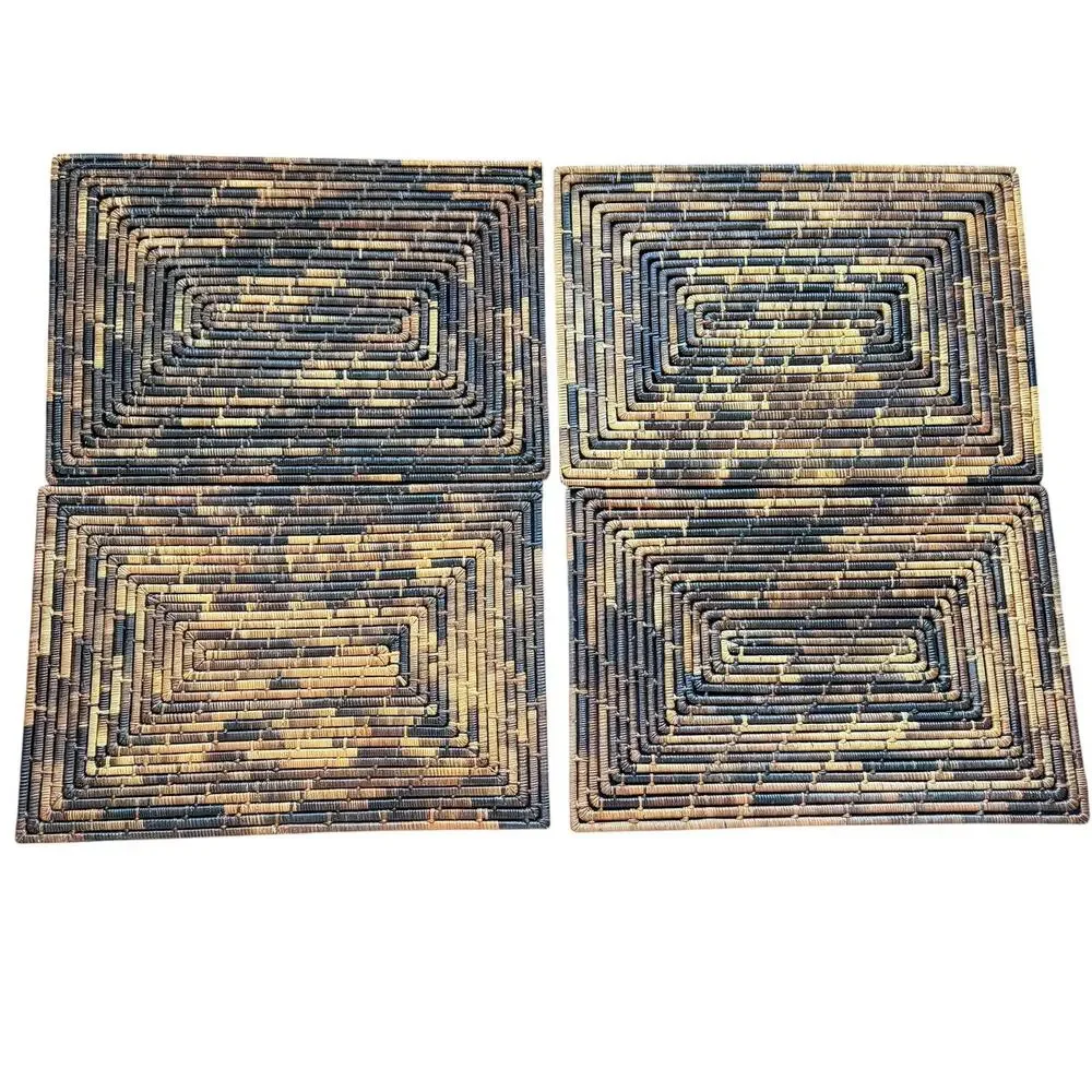 Set 4 Brown Rattan Woven Rectangular Placemats Table Dining Decor Kitchen Boho